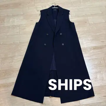 SHIPS 네이비 더블 브레스트 롱베스트 베스트