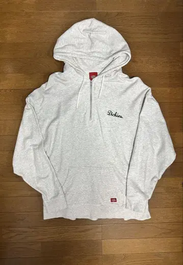 Dickies 그레이 하프 지퍼 후드티