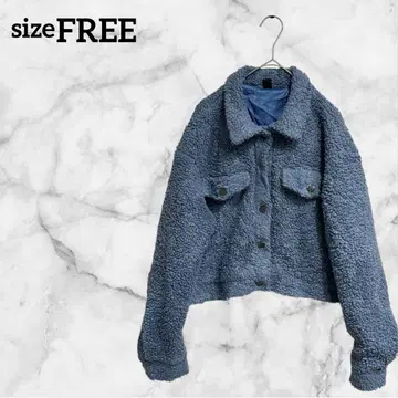 보아 자켓 [ FREE ] 크롭 기장 파랑 해외 구제 의류