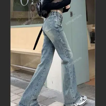 SHEIN 블루 데님 팬츠 부츠컷 빈티지 스타일업 M