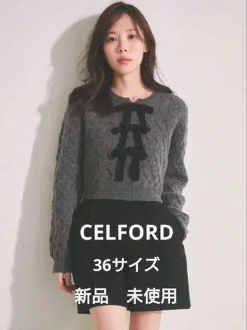 CELFORD (셀포드) 리본 모티브 케이블 니트 풀오버 그레이 36