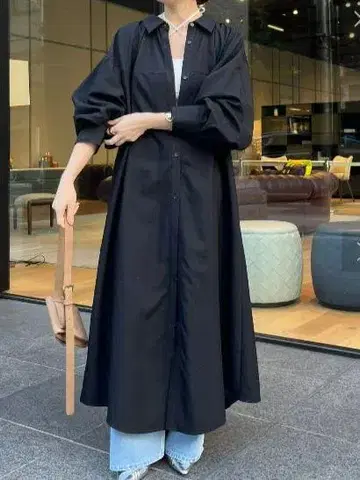 완판템 [ 작은 키에도 추천 ] 볼륨 소매 셔츠 원피스