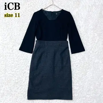 iCB 아이씨비 원피스 도킹 절개 바이컬러 티어드