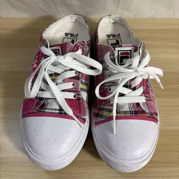 FILA 핑크 체크 무늬 스니커즈 23.0cm