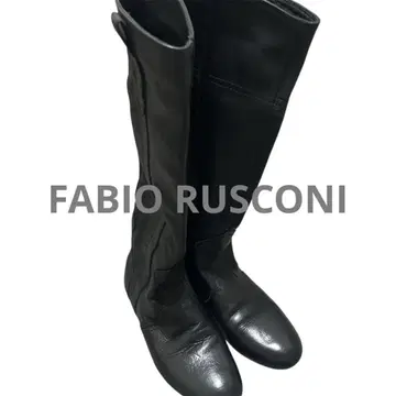 FABIO RUSCONI 천연 가죽 롱 부츠 블랙 36 이탈리아제