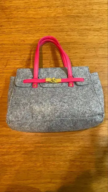 그레이 핑크 펠트 토트백