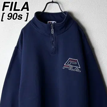 90s FILA 로고 자수 와이드 하프 지퍼 맨투맨 트레이닝복 휠라