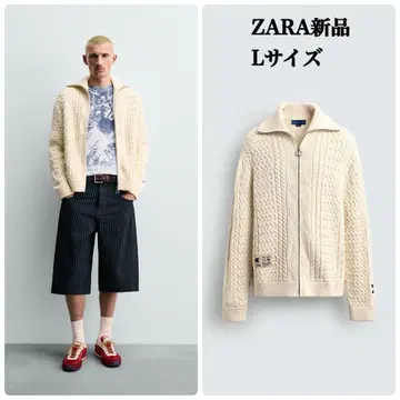 ZARA 챔피온 콜라보 케이블 짜임 자카드 니트 자켓 L 택 포함 새상품