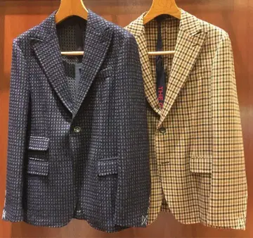 더 GIGI / 벨벳 L 체크 피크 라펠 자켓