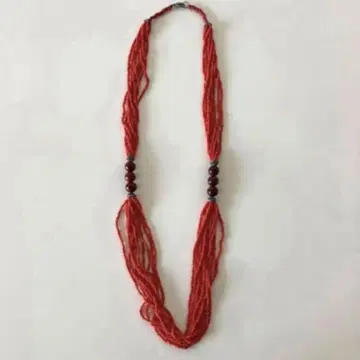목걸이 주홍색 비즈 홍콩 오리엔탈 롱 목걸이 앤티크