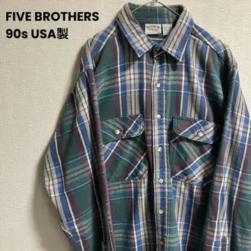 90s USA FIVE BROTHER 헤비 플란넬 셔츠