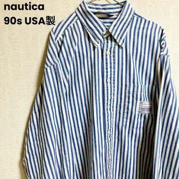 90s USA제 nautica 마린 스트라이프 BD 셔츠
