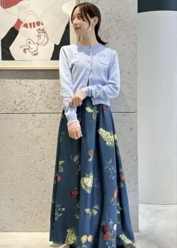 CABaN 스카이블루 캐시미어 크루넥 가디건
