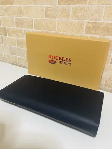 DOUBLES 네이비 가죽 장지갑