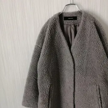 저널 스탠다드 보아 코트 노카라 그레이