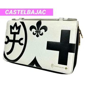 카스텔바작 네젤 장지갑 더블 지퍼 클러치백 로고 화이트