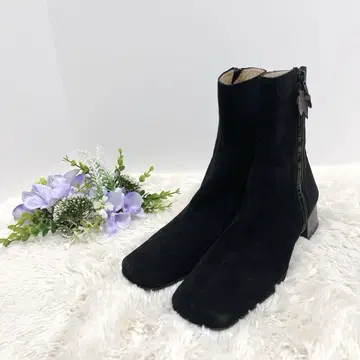 [ 새상품급 ] 긴자 요시노야 스웨이드 숏부츠 스퀘어토 청키힐