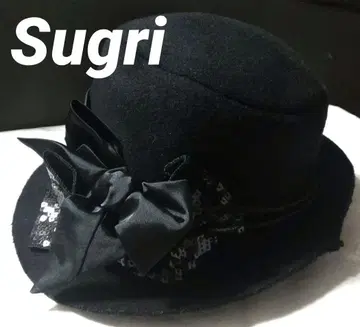 [새상품급] Sugri 스구리 펠트 햇 리본 블랙