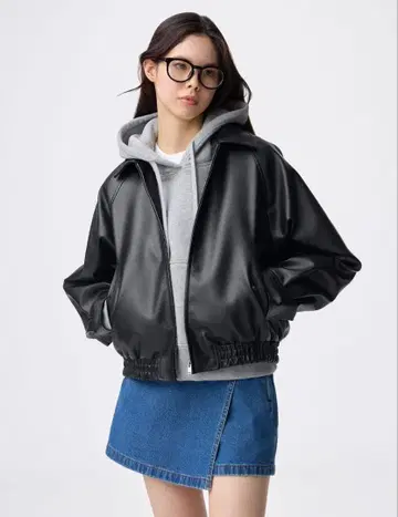 GU 인조 가죽 해링턴 자켓