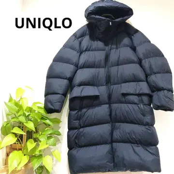 새상품급 UNIQLO +J 라이트 다운 볼륨 롱 후디드 코트 네이비