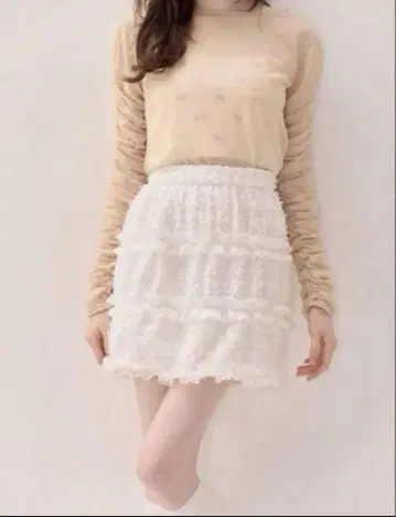 muguet 레이스&프릴 미니스커트 White S 사이즈
