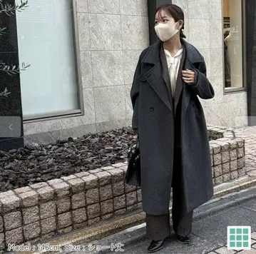 S357 caho 콜라보 니트 비버 롱 코트 차콜 숏