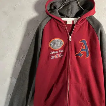 VINTAGE 후드티 와펜 바이컬러 풀 집업 풋볼 IW4