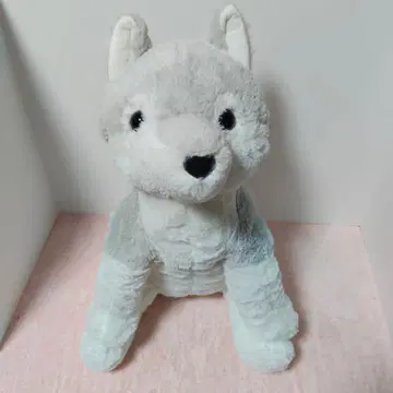 축 늘어진 늑대 봉제 인형 그레이 화이트 귀여운 늑대