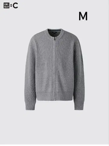 유니클로 C 크루넥 풀 집업 가디건 그레이 M 사이즈