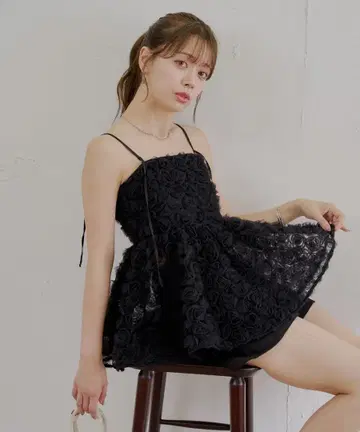 chico 로즈 튤 페플럼 블라우스 블랙