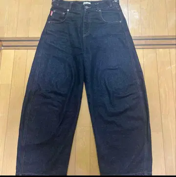 9090 다크 블루 리지드 와이드 레그 데님