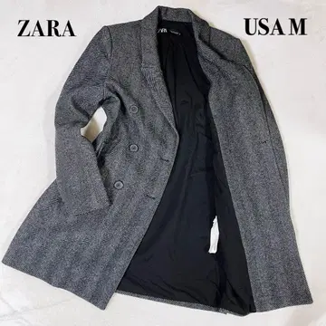 ZARA 헤링본 더블 체스터 코트 사이즈 USA M