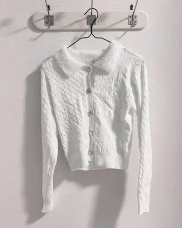 올리브 데 올리브 페더 카라 가디건