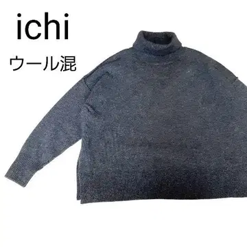 ICHI 이치 울 혼방 터틀 니트 루즈핏 스웨터 그레이