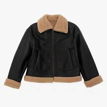 GU 페이크 무스탕 숏 플라이트 자켓 블랙 XL