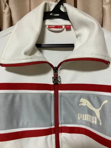 PUMA 집업 자켓 화이트/레드/그레이