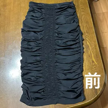 새상품급 시트러스노츠 타이트 스커트 36 셔링 스커트 스트레치 블랙