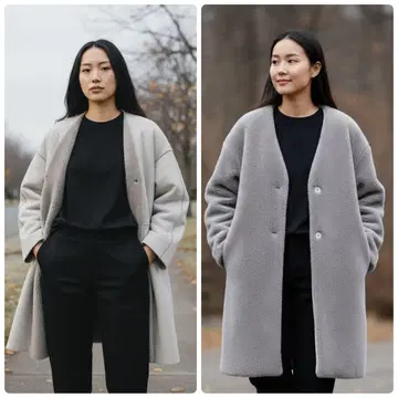 새상품급 두아르시브 리버서블 보아 x 페이크 무스탕 코트 여성용 M