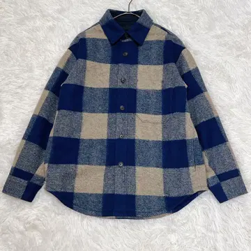 유니클로 UNIQLO 오버 셔츠 자켓 체크 네이비 파랑