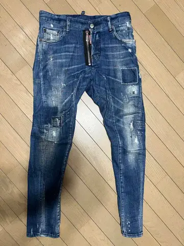 디스퀘어드 바이커 데님 더미 지퍼 스키니 스케이터