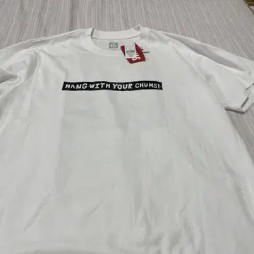 CHUMS 우드 블록 프린트 T셔츠 L 화이트