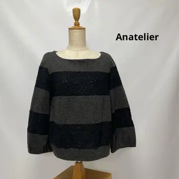 6008 [ Anatelier38 ] 그레이와 네이비 스트라이프 니트