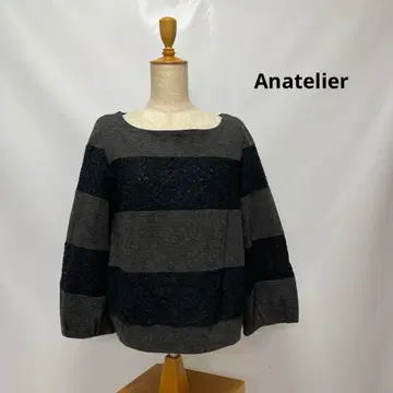 6008 [ Anatelier38 ] 그레이와 네이비 스트라이프 니트