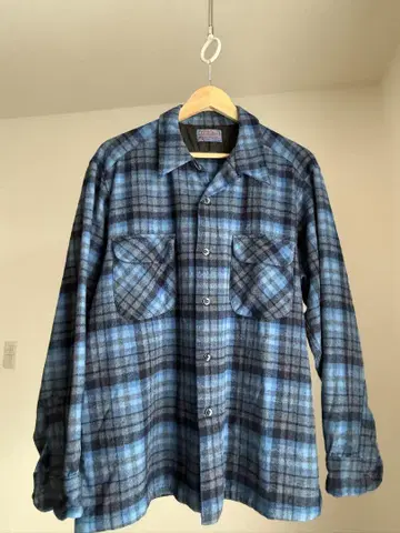 Pendleton XL 플란넬 셔츠 파랑 블랙 체크 빈티지