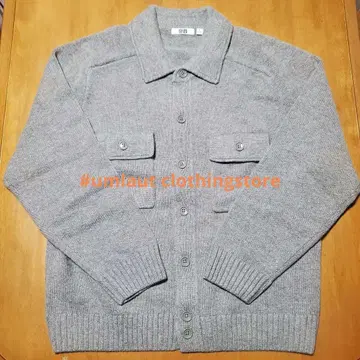 유니클로 U 라무 니트 자켓 53 그린 L