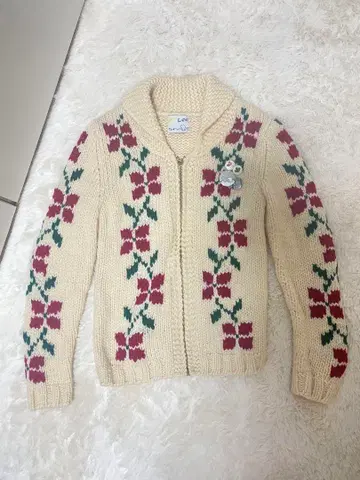 Lee 빈티지 꽃무늬 니트 가디건