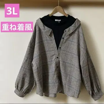 이너 레이어드 스타일 체크 셔츠 브라운 3L