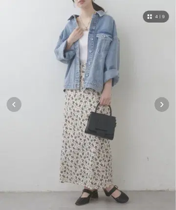내추럴 꾸뛰르 꽃무늬 타이트 롱 스커트