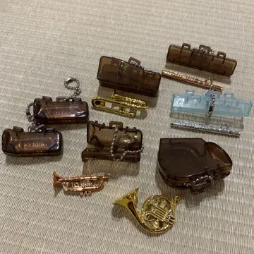 반짝이는 도금 7개 악기 키링 호른 트럼펫 트롬본 플루트