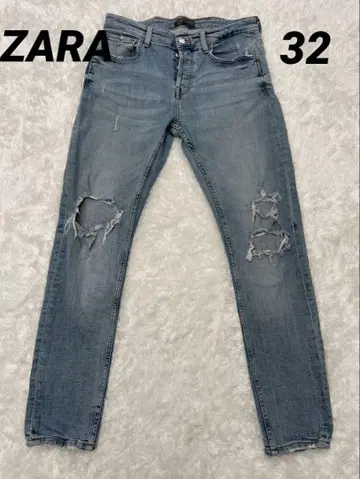 ZARA 32 데미지 가공 슬림핏 청바지